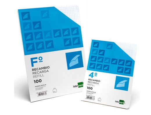 Recambio Liderpapel Cuarto Apaisado 100 H 2Tca-06 Cuadro 3 mm 2 Taladros con Margen