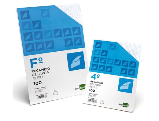 Recambio Liderpapel Cuarto Apaisado 100 H 2Tca-07 Cuadro 6 mm 2 Taladros con Margen
