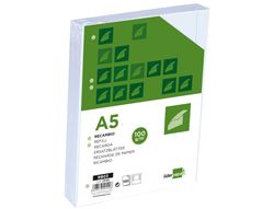 Recambio Liderpapel Din-A5 100 H Liso 6 Taladros con Margen Papel 100 Gramos
