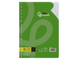 Recambio liderpapel A4 100 hojas 75gr cuadro 4mm con margen 16 taladros