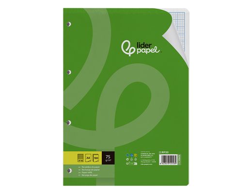 Recambio liderpapel A4 100 hojas 75gr rayado nş46 4 taladros