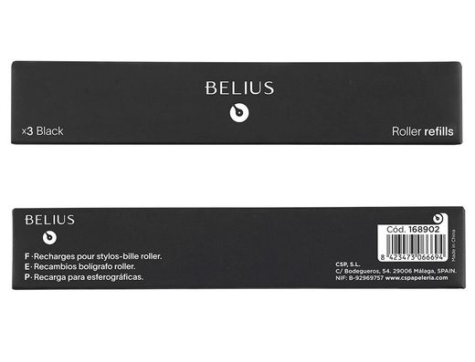 Recambio roller belius negro 0,7 mm caja 3 unidades