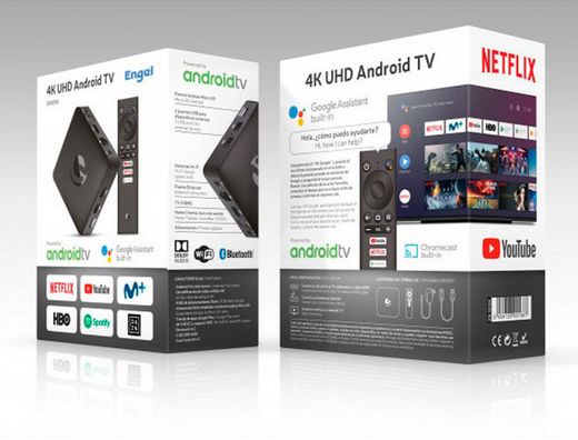 Receptor engel en1015k 4k uhd android 9.0 tv asistente google 8gb micro sd bluetooth wifi hdmi
