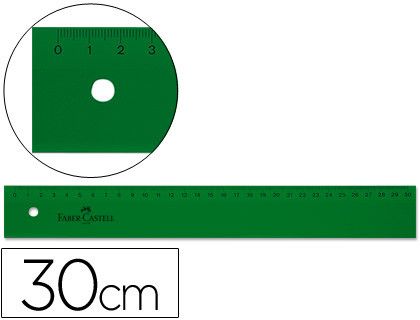 Regla Faber Castell graduada verde 30 cm.