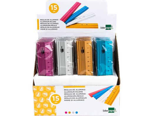 Regla Liderpapel 15 cm Aluminio Colores Surtidos