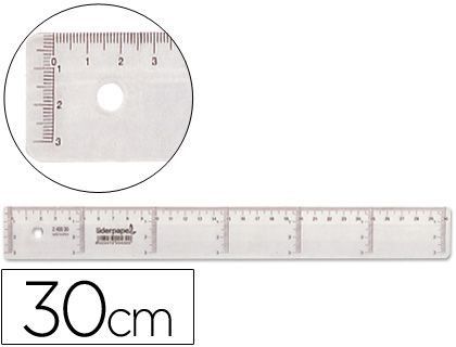 Regla Liderpapel 30 cm Plastico Cristal