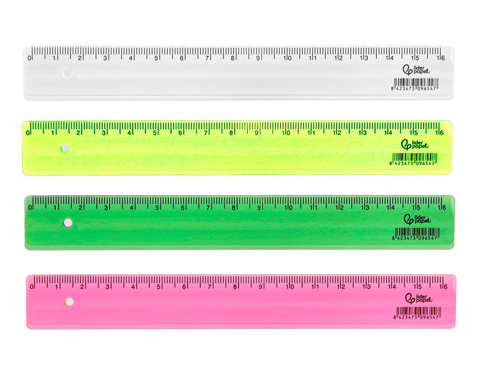 Regla liderpapel plastico 16 cm cubilete con 100 unidades colores surtidos
