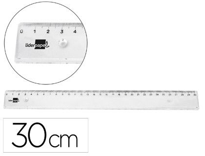 Regla liderpapel plastico irrompible transparente 30 cm