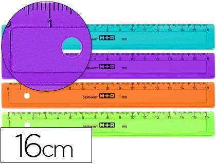 Regla Mor 16 cm Plastico de Colores Surtidos Graduada y Biselada