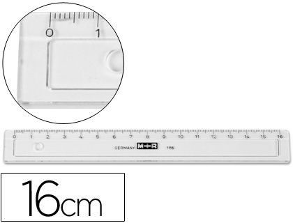 Regla Mor 16 cm Plastico Transparente con Bisel