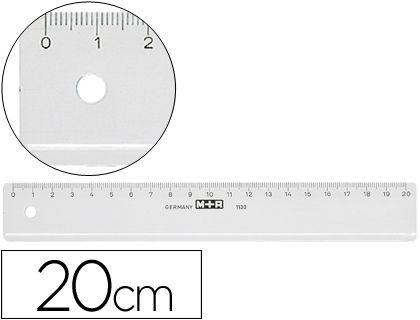 Regla Mor 20 cm Plastico Transparente