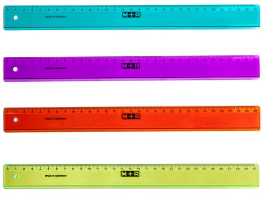 Regla m+r 30 cm plastico colores surtidos graduada y biselada
