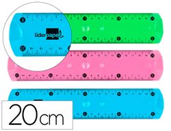 Regla plastico flexible 20 cm colores surtidos
