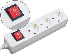 Regleta 3 Tomas Mediarange Blanca con Interruptor Longitud Cable 1,4M