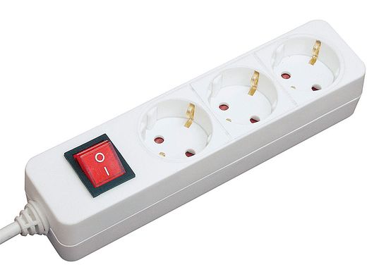 Regleta 3 Tomas Mediarange Blanca con Interruptor Longitud Cable 1,4M