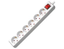 Regleta 6 Tomas Mediarange Blanca con Interruptor Longitud Cable 1,4M