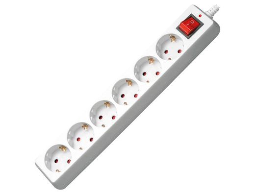 Regleta 6 Tomas Mediarange Blanca con Interruptor Longitud Cable 1,4M