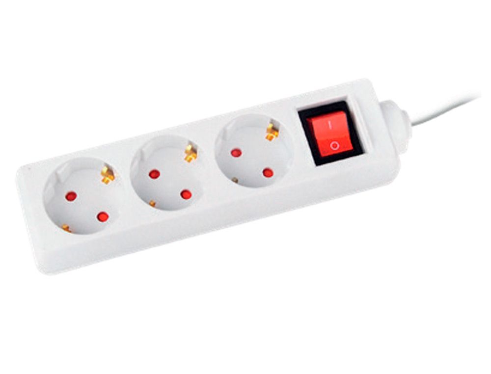 Regleta q-connect 3 tomas de corriente con interruptor longitud cable 1,5 mt color blanco