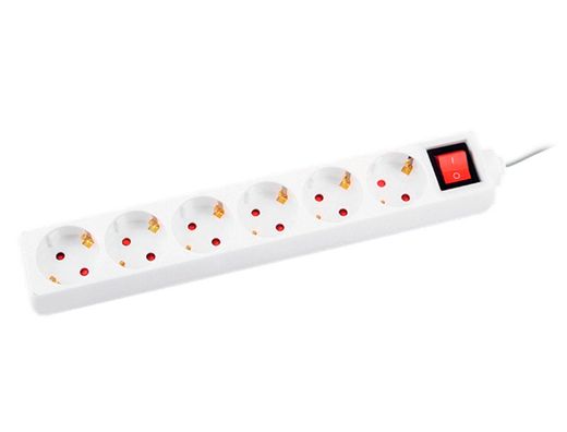 Regleta q-connect 6 tomas de corriente con interruptor longitud cable 1,5 mt color blanco