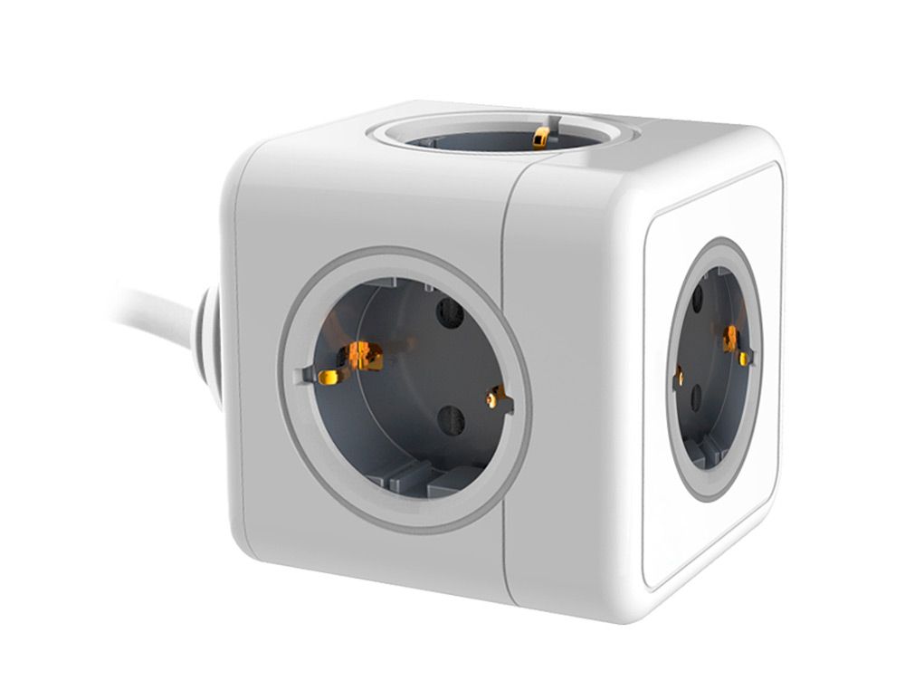 Regleta q-connect de cubo enchufe multiple power cube 5 en 1 cable de 1,4 mt 5 tomas de corriente 75x75x112mm