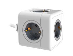 Regleta q-connect de cubo enchufe multiple power cube 5 en 1 cable de 1,4 mt 5 tomas de corriente 75x75x112mm
