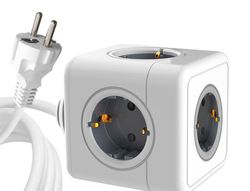 Regleta q-connect de cubo enchufe multiple power cube 5 en 1 cable de 1,4 mt 5 tomas de corriente 75x75x112mm