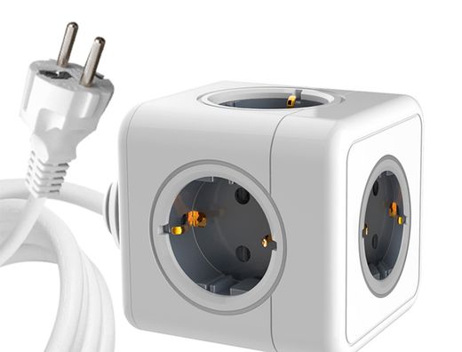 Regleta q-connect de cubo enchufe multiple power cube 5 en 1 cable de 1,4 mt 5 tomas de corriente 75x75x112mm