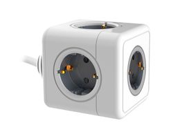 Regleta q-connect de cubo enchufe multiple power cube 5 en 1 cable de 1,4 mt 5 tomas de corriente 75x75x112mm