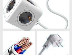 Regleta q-connect de cubo enchufe multiple power cube 5 en 1 cable de 1,4 mt 5 tomas de corriente 75x75x112mm