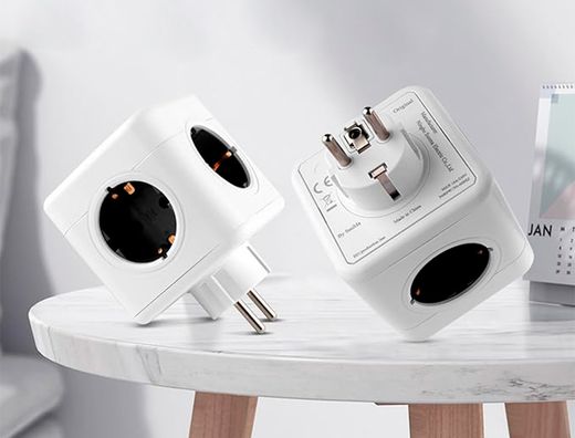 Regleta q-connect de cubo enchufe multiple power cube 5 en 1 directo a pared 5 tomas de corriente 75x75x112mm