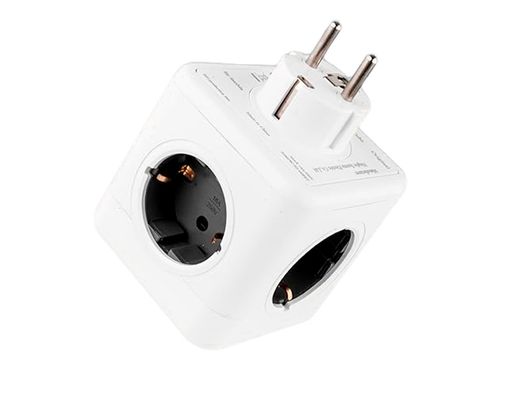 Regleta q-connect de cubo enchufe multiple power cube 5 en 1 directo a pared 5 tomas de corriente 75x75x112mm