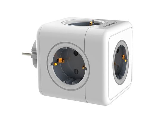 Regleta q-connect de cubo enchufe multiple power cube 5 en 1 directo a pared 5 tomas de corriente 75x75x112mm