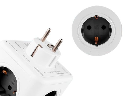 Regleta q-connect de cubo enchufe multiple power cube 5 en 1 directo a pared 5 tomas de corriente 75x75x112mm