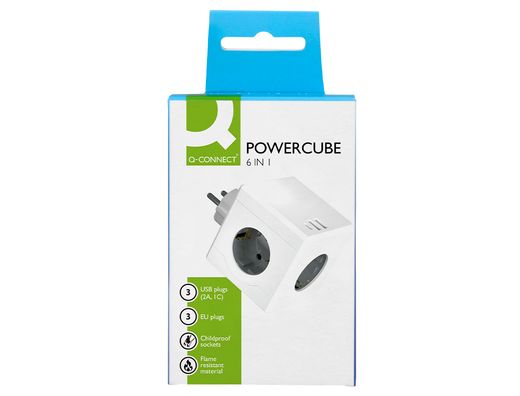 Regleta q-connect de cubo enchufe multiple power cube 6 en 1 directo pared 3 tomas de corriente+2 usb+1 usb c