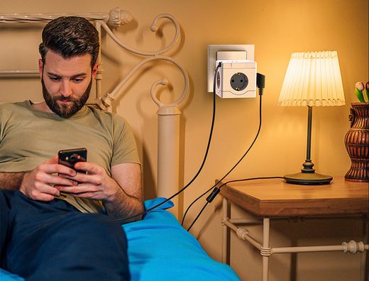 Regleta q-connect de cubo enchufe multiple power cube 6 en 1 directo pared 3 tomas de corriente+2 usb+1 usb c