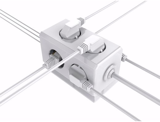 Regleta q-connect enchufe multiple 10 en 1 cable 1,4 mt 6 tomas de corriente+3 usb+1 usb tipo c 140x76x87mm