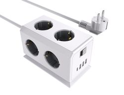 Regleta q-connect enchufe multiple 10 en 1 cable 1,4 mt 6 tomas de corriente+3 usb+1 usb tipo c 140x76x87mm