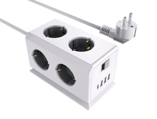 Regleta q-connect enchufe multiple 10 en 1 cable 1,4 mt 6 tomas de corriente+3 usb+1 usb tipo c 140x76x87mm