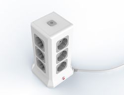 Regleta q-connect enchufe multiple 16 en 1 cable 2 mt 12 tomas de corriente+3 usb+1 usb tipo c 120x120x210mm
