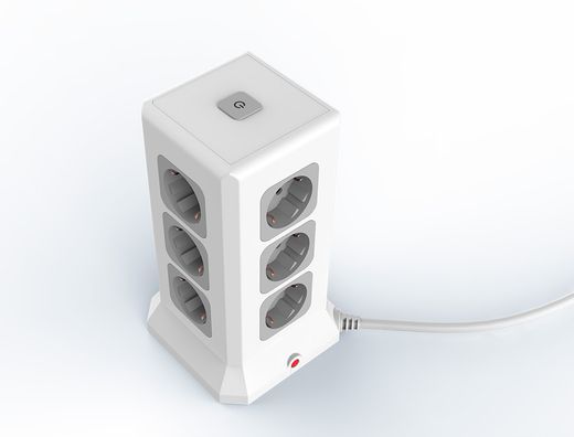 Regleta q-connect enchufe multiple 16 en 1 cable 2 mt 12 tomas de corriente+3 usb+1 usb tipo c 120x120x210mm