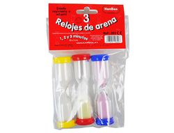 Reloj de arena henbea plastico resistente marca de 1 a 3 minutos 10x3 cm