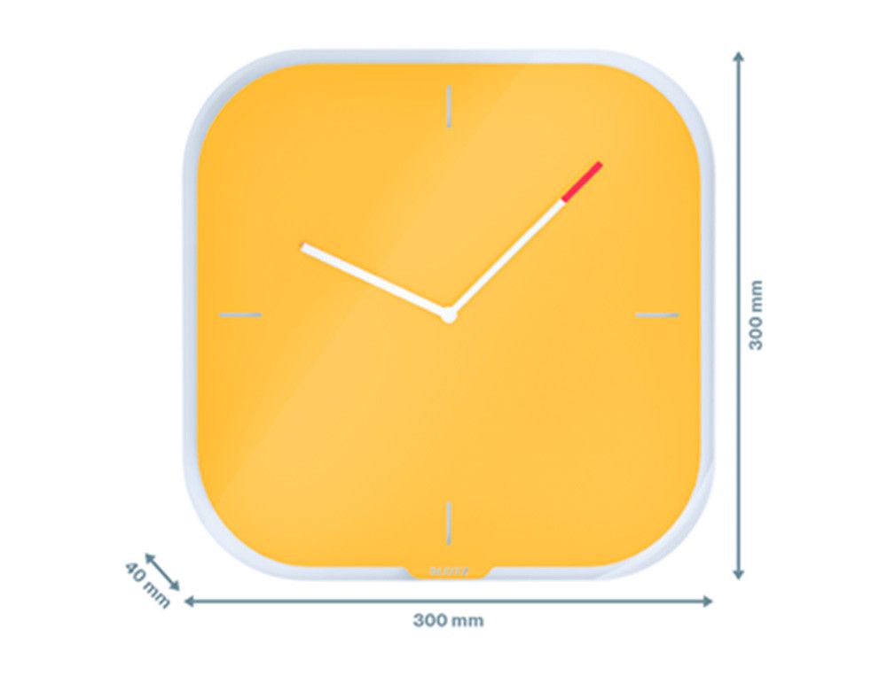 Reloj leitz cosy de pared silencioso cristal 30x30 cm amarillo