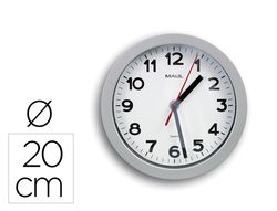 Reloj maul step de pared redondo 20 cm diametro electrico color plata
