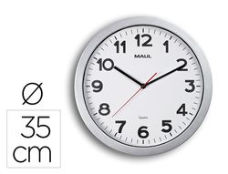 Reloj maul step de pared redondo 35 cm diametro electrico color plata