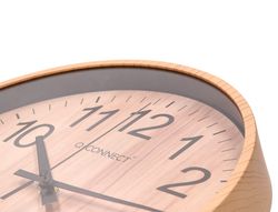 Reloj q-connect de pared de plastico redondo 25,7 cm movimiento silencioso color madera natural