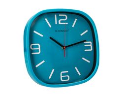 Reloj q-connect de pared de plastico redondo 30 cm movimiento silencioso color azul