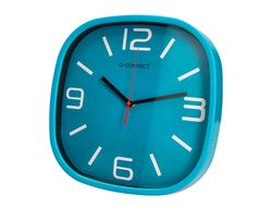 Reloj q-connect de pared de plastico redondo 30 cm movimiento silencioso color azul