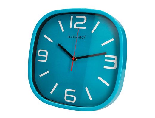Reloj q-connect de pared de plastico redondo 30 cm movimiento silencioso color azul