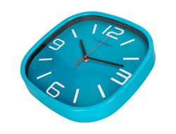 Reloj q-connect de pared de plastico redondo 30 cm movimiento silencioso color azul