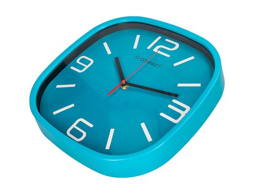 Reloj q-connect de pared de plastico redondo 30 cm movimiento silencioso color azul